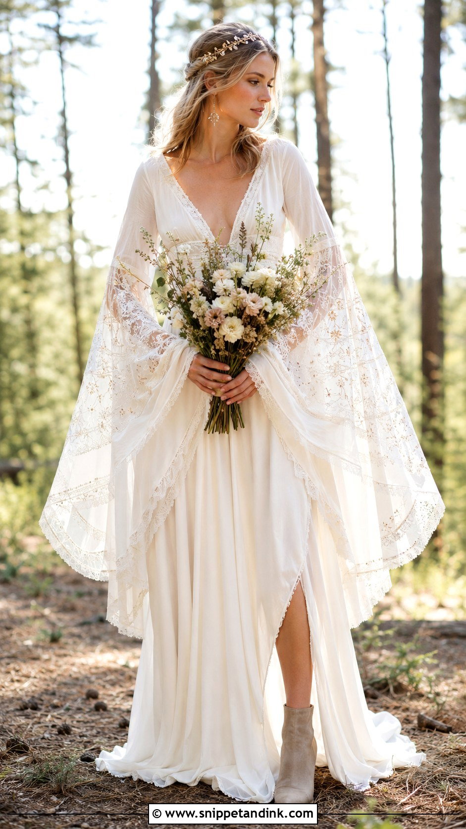 Bell Sleeve Boheme Wedding Dress - Snippet and Ink - 20 Weeding Dress Boheme Ideas