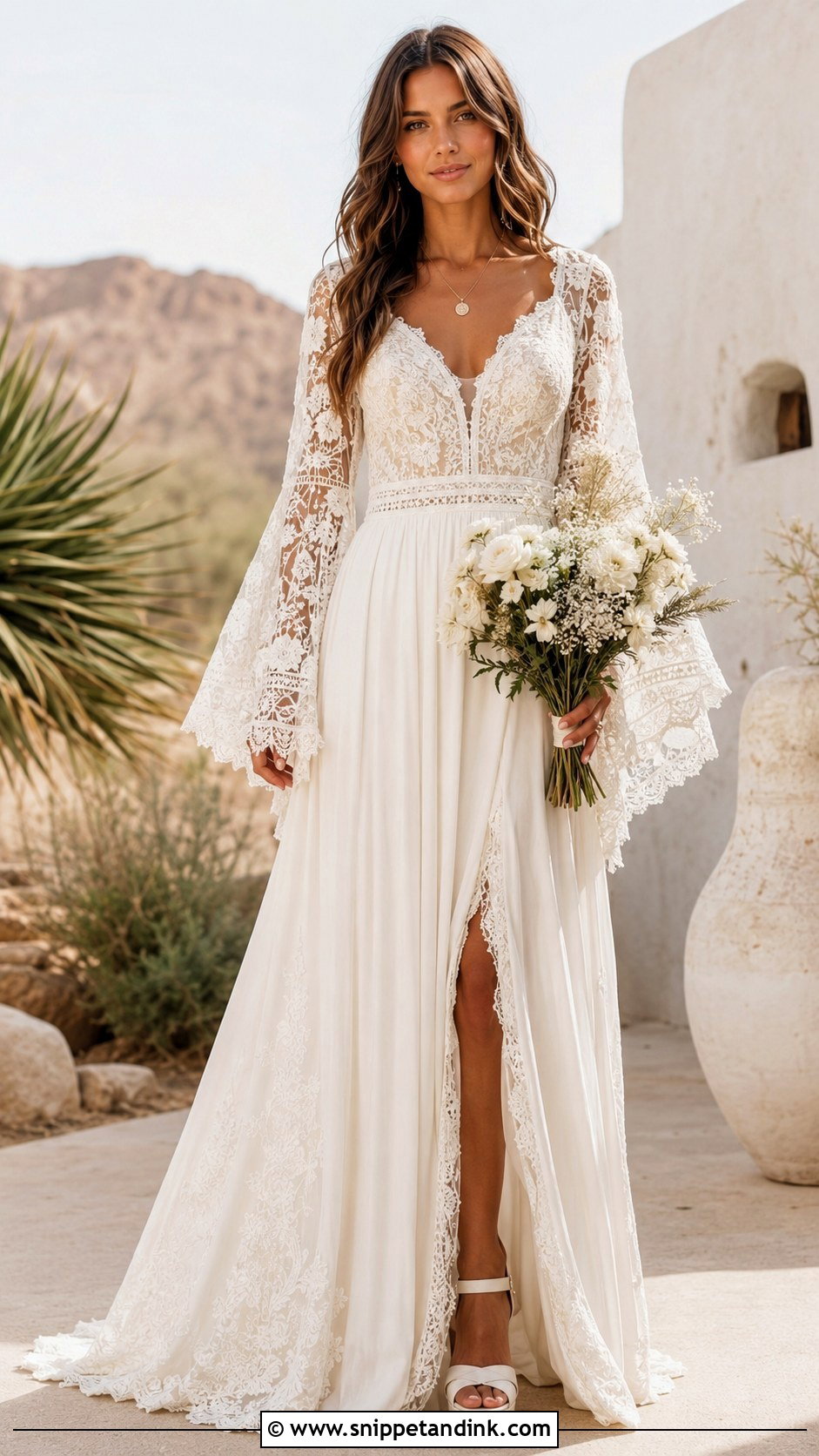 Bell Sleeve Boho Bridal Gown - Snippet and Ink - 20 Boho Bridal Gowns