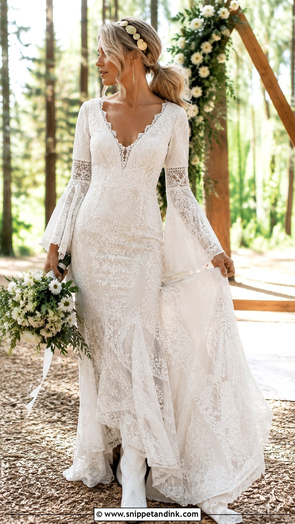 Bell Sleeve Boho Country Wedding Dress - Snippet and Ink - 20 Boho Country Wedding Dress Ideas