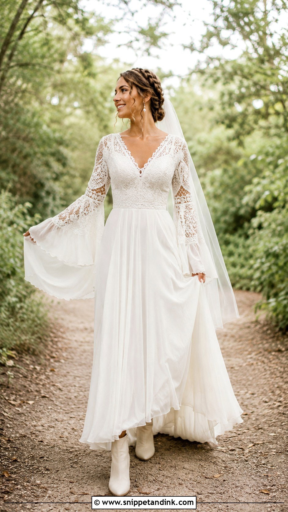 Bell Sleeve Boho Wedding Dress - Snippet and Ink - 20 Fairytale Wedding Dress with Sleeves