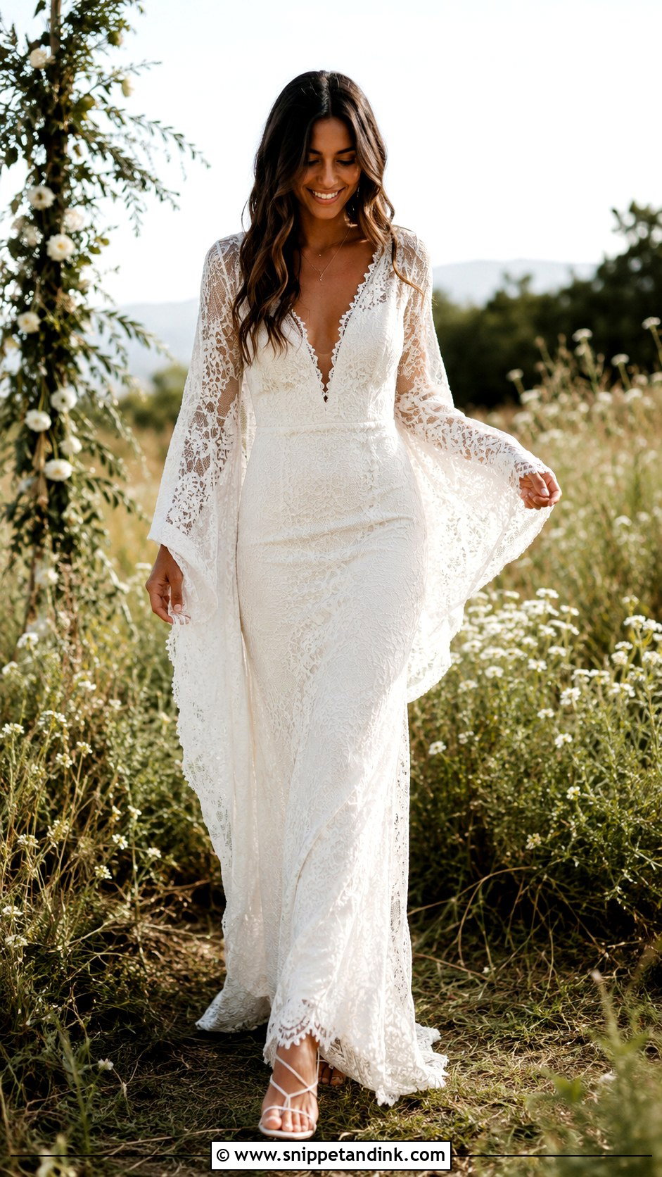 Bell Sleeve Boho Wedding Dress - Snippet and Ink - 25 Boho Style Wedding Dress Ideas