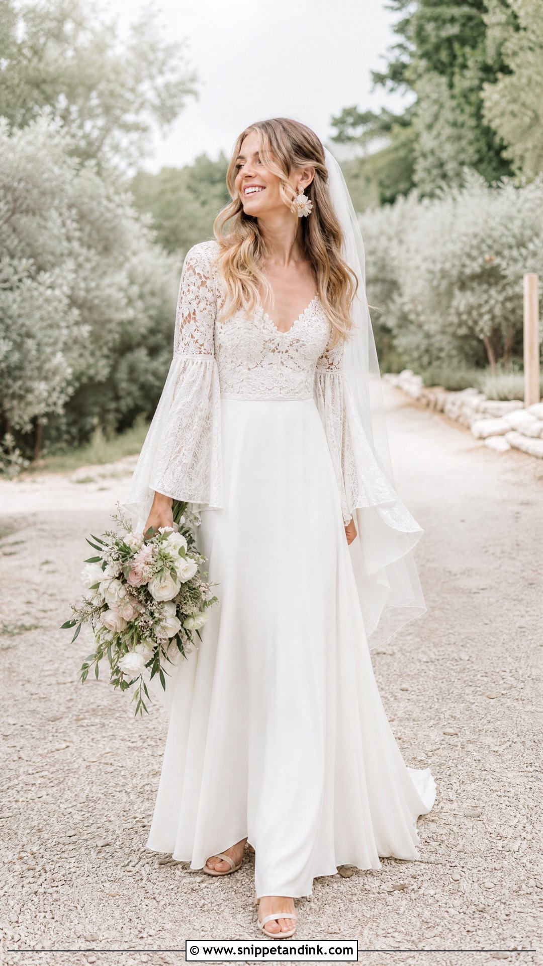 Bell Sleeve Boho Wedding Dress - Snippet and Ink - 20 Bride Dress Long Sleeve Ideas