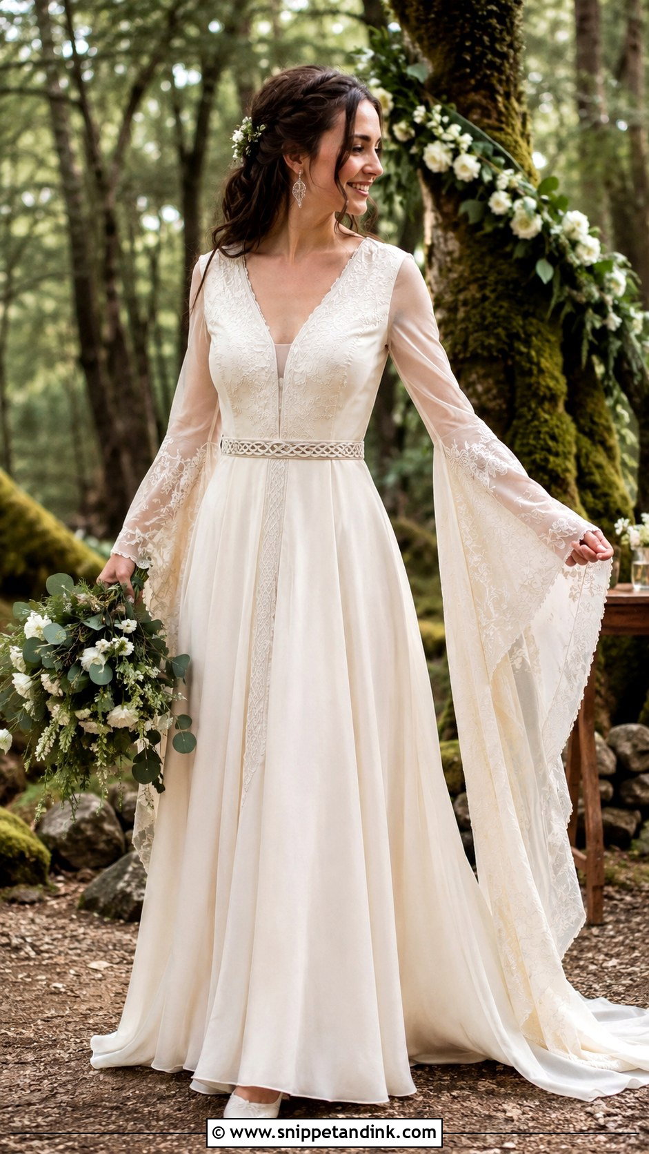 Bell Sleeve Celtic Wedding Dress - Snippet and Ink - 20 Irish Celtic Wedding Dress Ideas