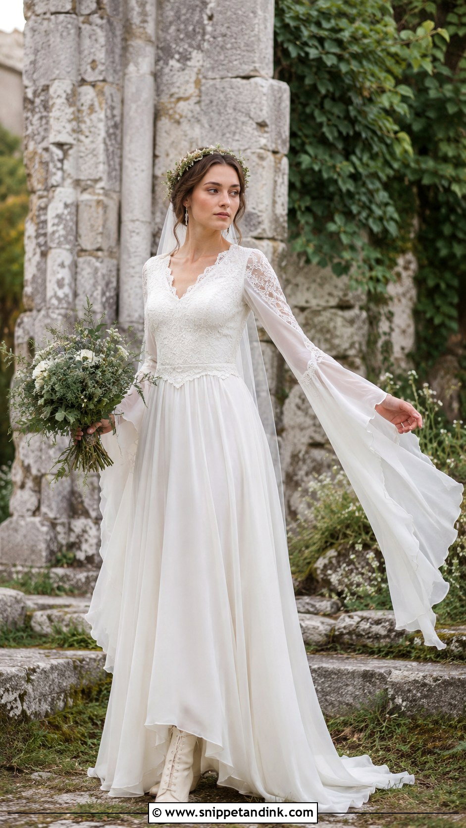 Bell Sleeve Fairy Bride Dress - Snippet and Ink - 20 Fairy Bride Dress Ideas