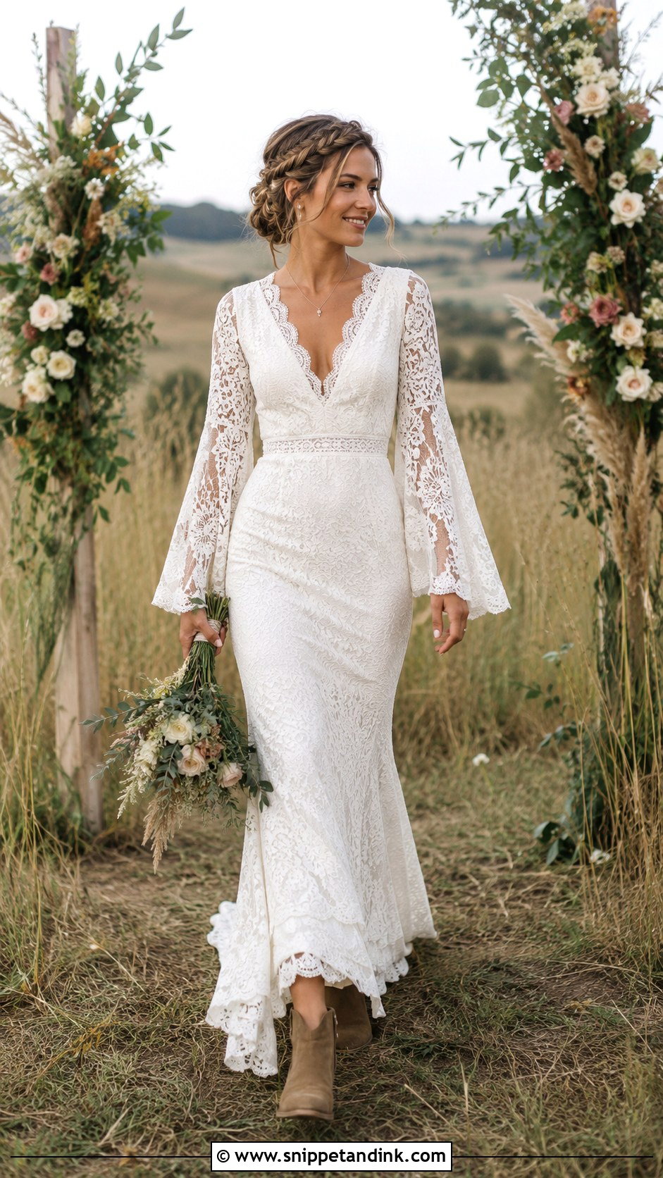Bell Sleeve Festival Wedding Dress - Snippet and Ink - 20 Festival Wedding Dress Ideas