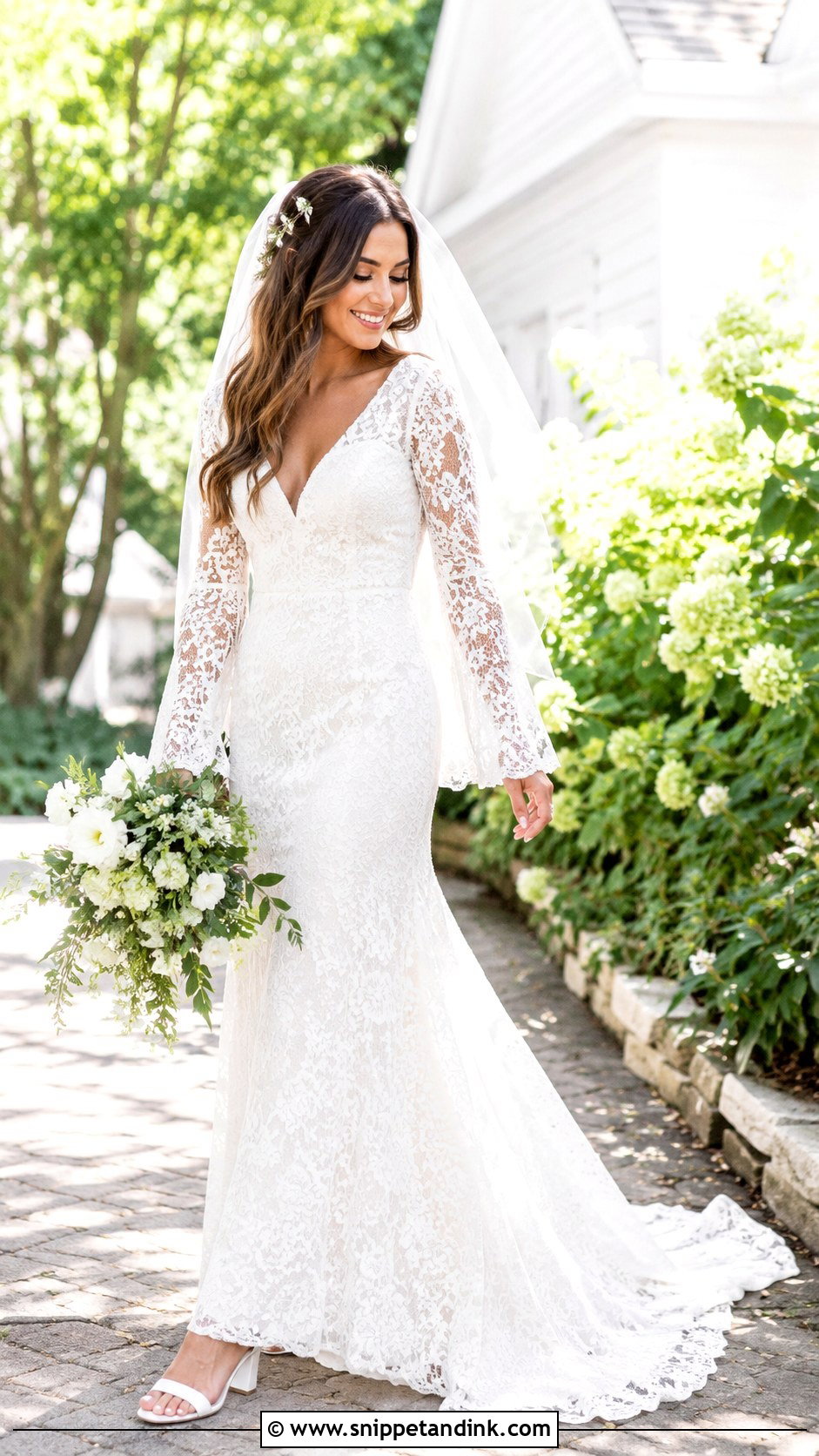 Bell Sleeve Fit and Flare Wedding Dress - Snippet and Ink - 20 Fit and Flare Wedding Dress with Sleeves