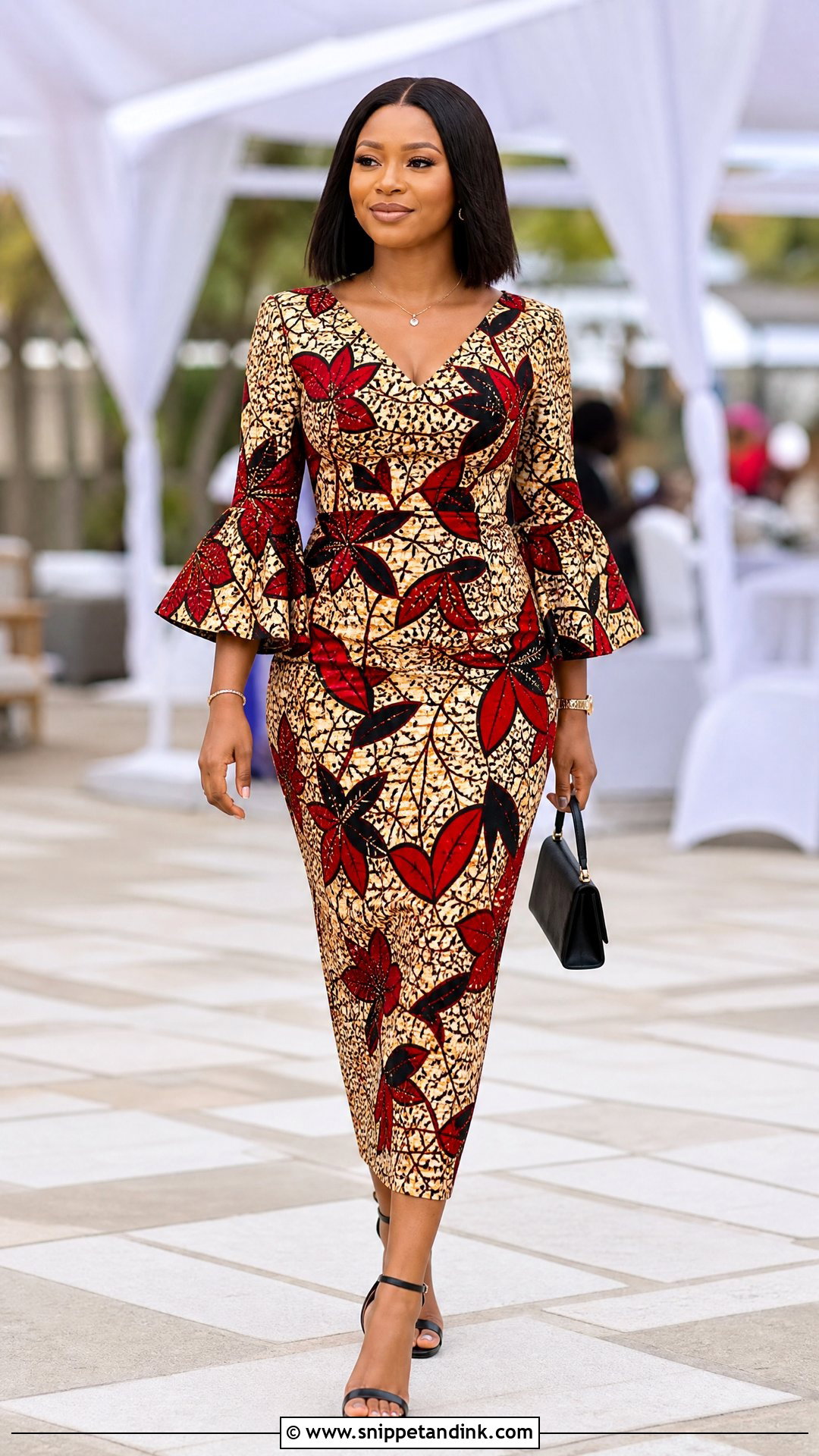 Bell Sleeve Fitted Ankara Gown - Snippet and Ink - 25 Fitted Ankara Gowns