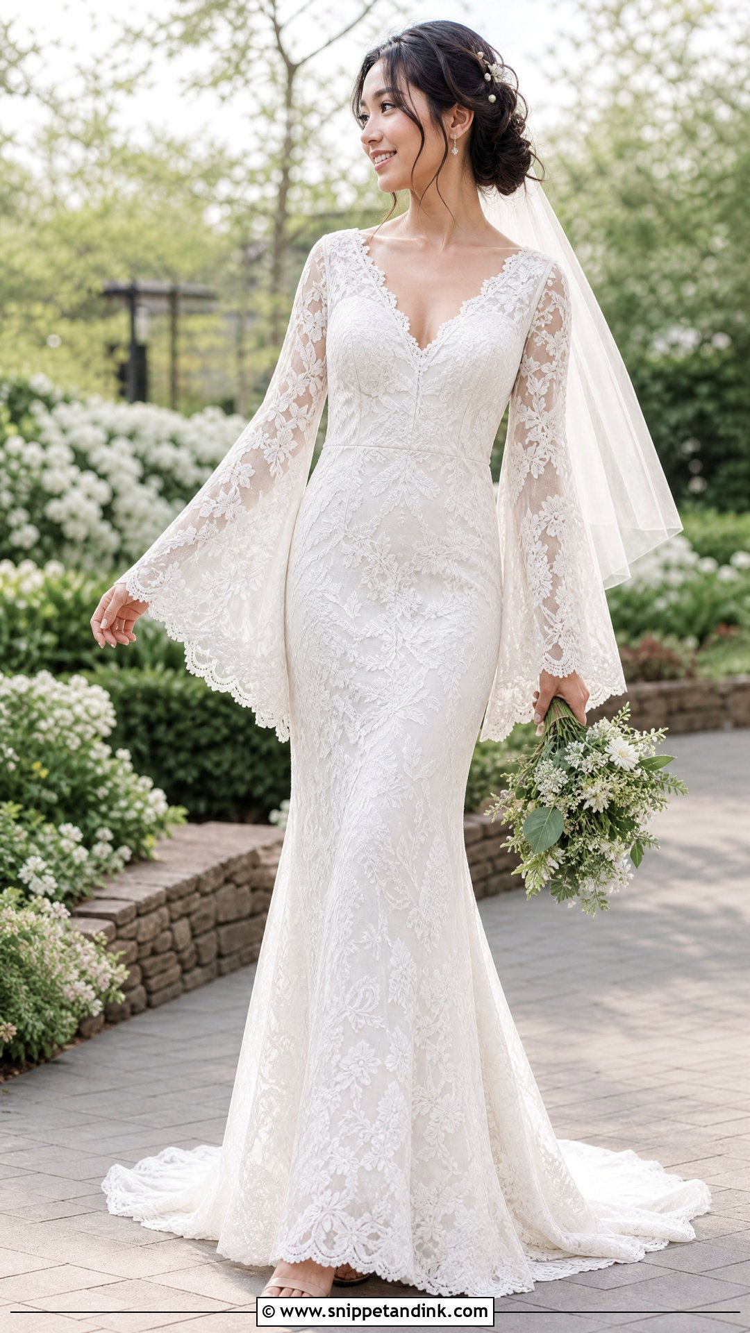 Bell Sleeve Lace Wedding Dress - Snippet and Ink - 20 Tight Wedding Dress with Sleeves