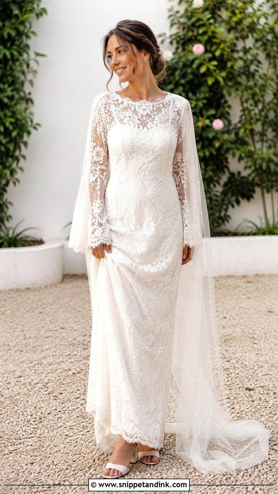 Bell Sleeve Lace Wedding Dress - Snippet and Ink - 20 Long Sleeve Lace Wedding Dresses