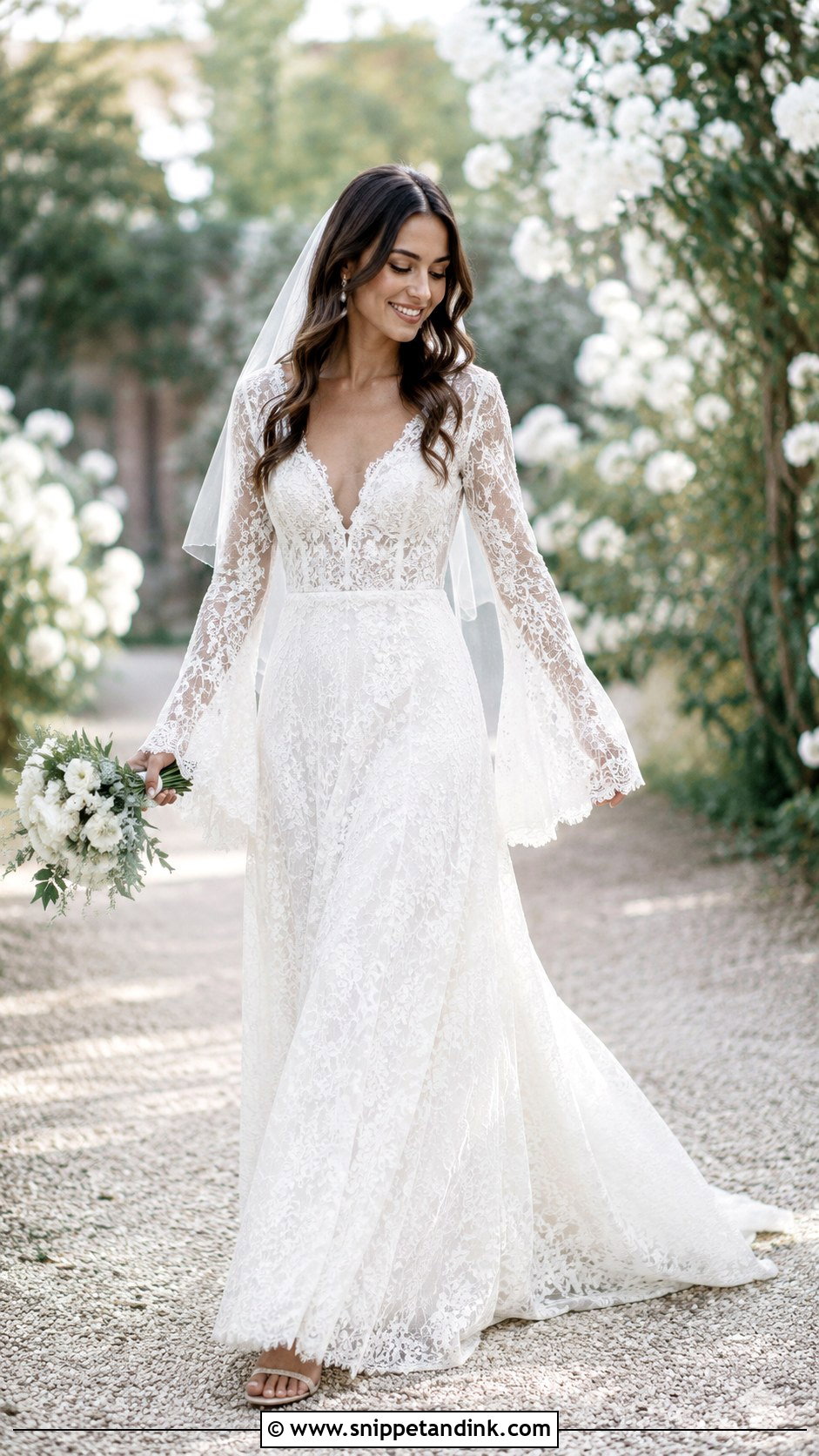 Bell Sleeve Lace Wedding Dress - Snippet and Ink - 20 Dantel Wedding Dress Long Sleeve Ideas
