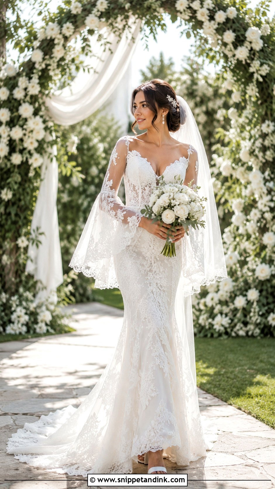 Bell Sleeve Mermaid Wedding Dress - Snippet and Ink - 20 Mermaid with Sleeves Wedding Dresses