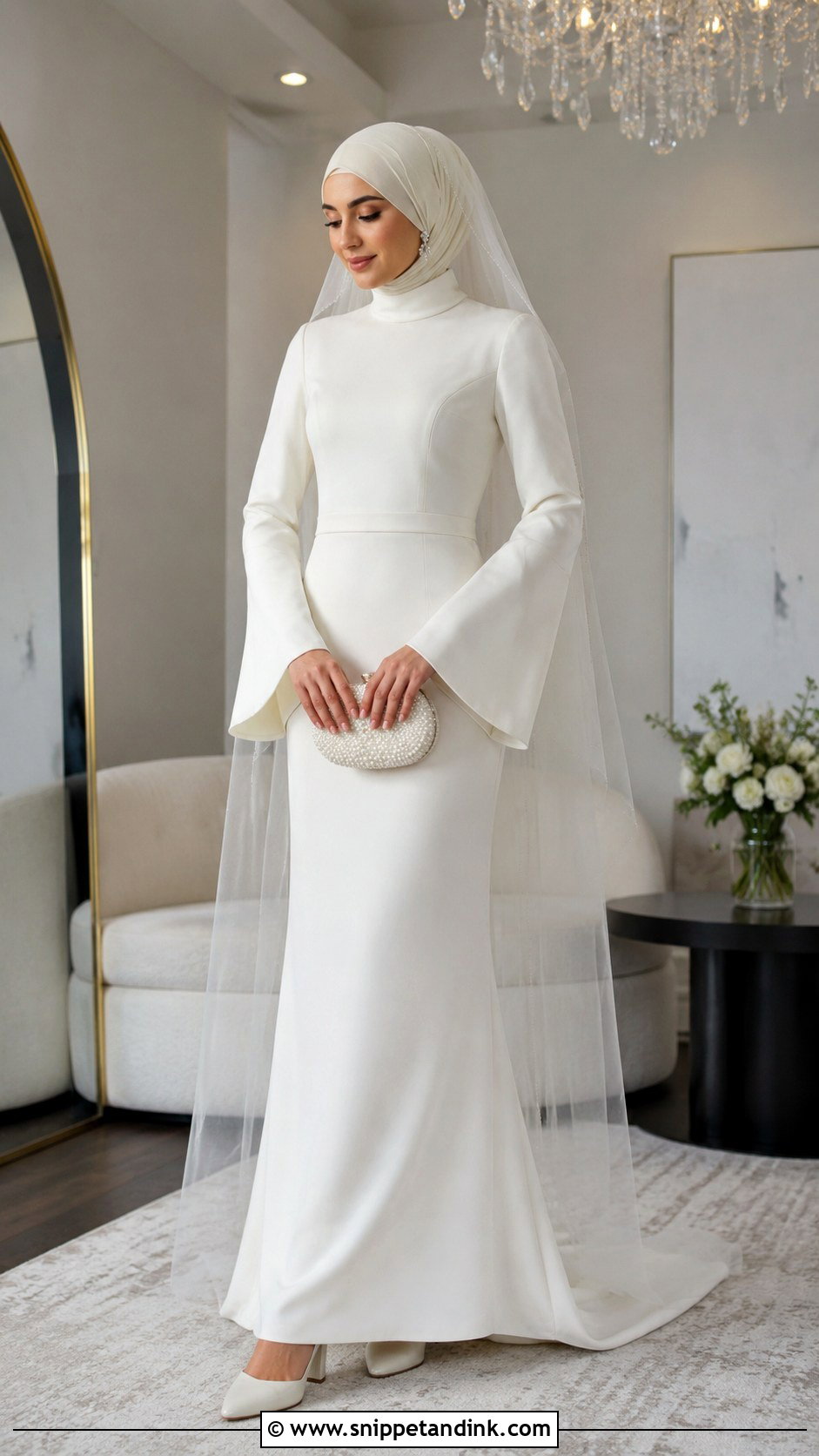 Bell Sleeve Muslimah Wedding Dress - Snippet and Ink - 20 Simple Muslimah Wedding Dress Ideas