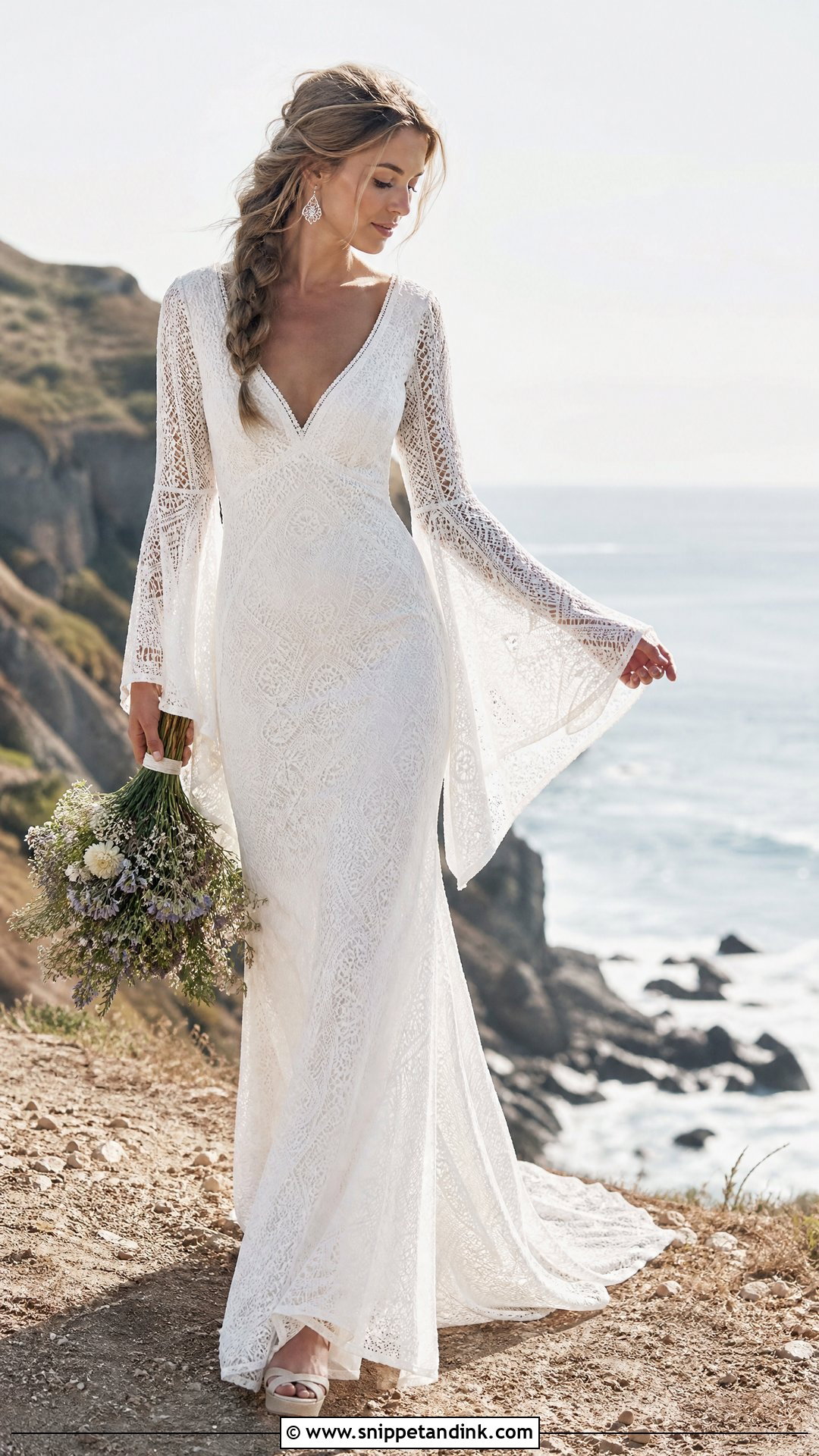 Bell Sleeve Nordic Wedding Dress - Snippet and Ink - 25 Nordic Wedding Dress Ideas