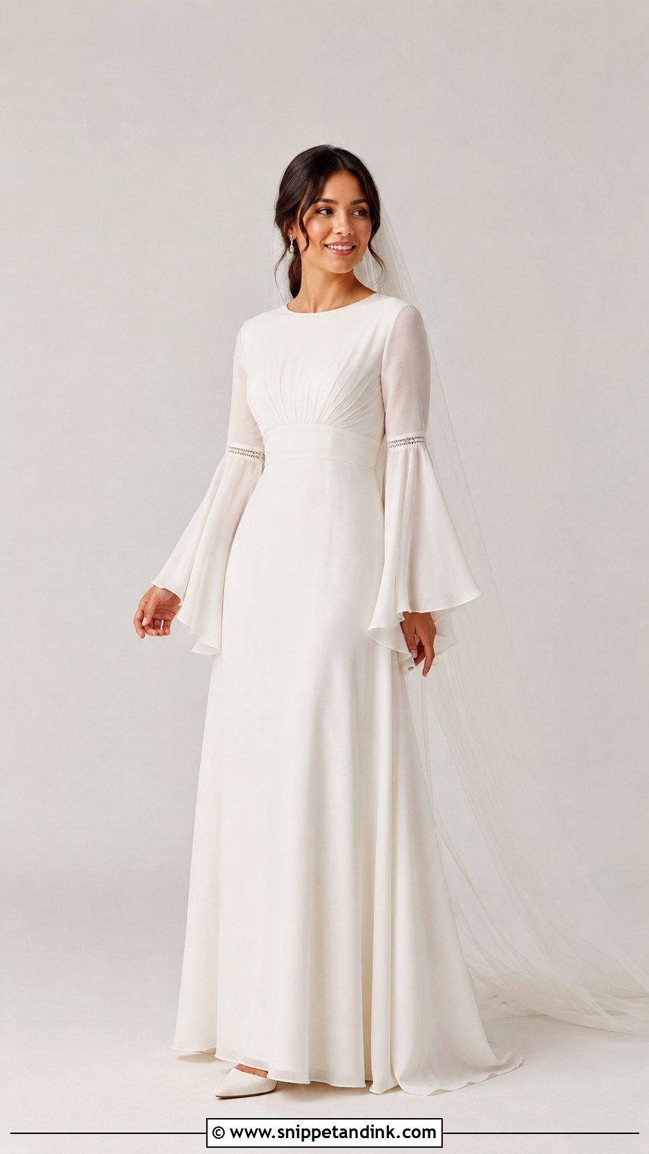 Bell Sleeve Petite Wedding Dress - Snippet and Ink - 30 Bell Sleeve Wedding Dress Ideas