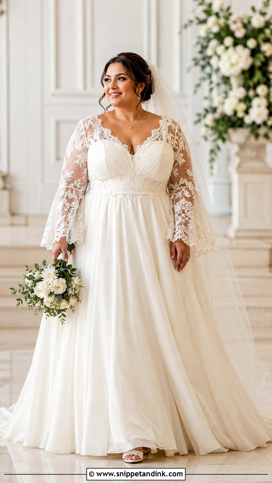 Bell Sleeve Plus Size Wedding Dress - Snippet and Ink - 30 Bell Sleeve Wedding Dress Ideas