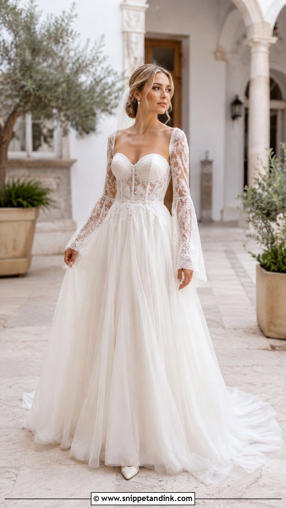 Bell Sleeve Princess Wedding Dress - Snippet and Ink - 20 Long Sleeve Princess Wedding Dress Ideas