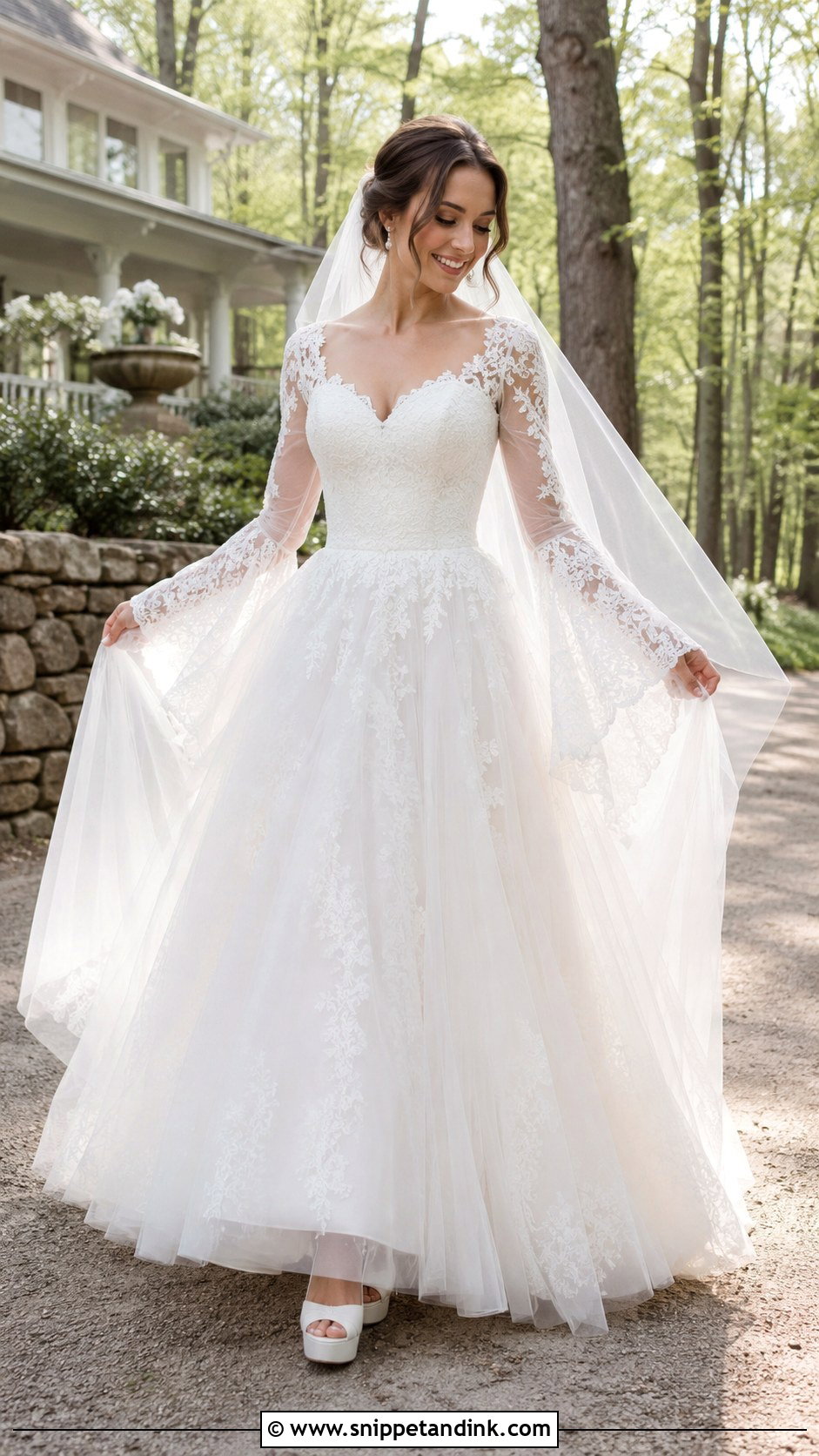 Bell Sleeve Princess Wedding Dress - Snippet and Ink - 20 Princess Wedding Dresses with Sleeves