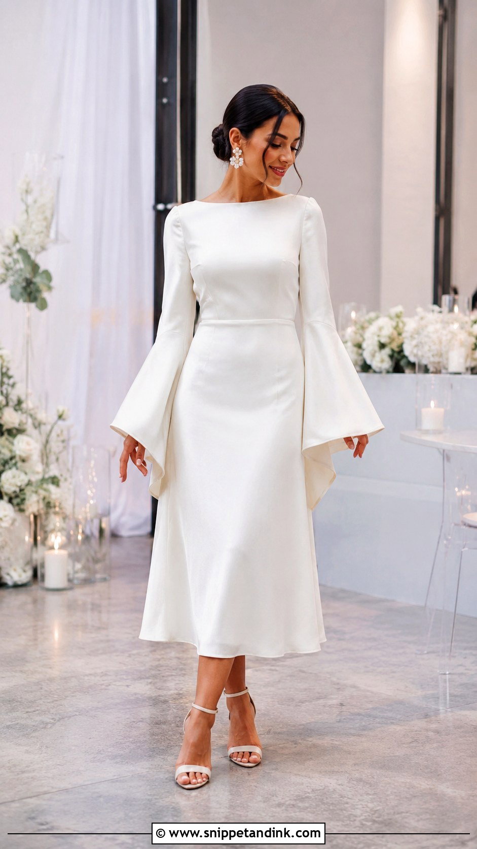 Bell Sleeve Reception Wedding Dress - Snippet and Ink - 30 Bell Sleeve Wedding Dress Ideas