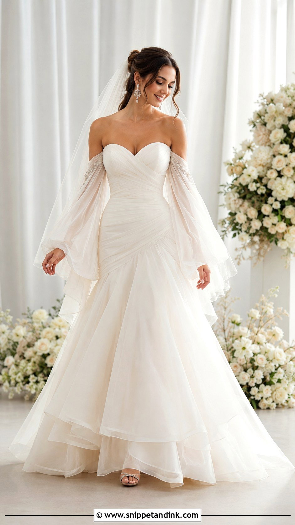 Bell Sleeve Sweetheart Wedding Dress - Snippet and Ink - 30 Bell Sleeve Wedding Dress Ideas