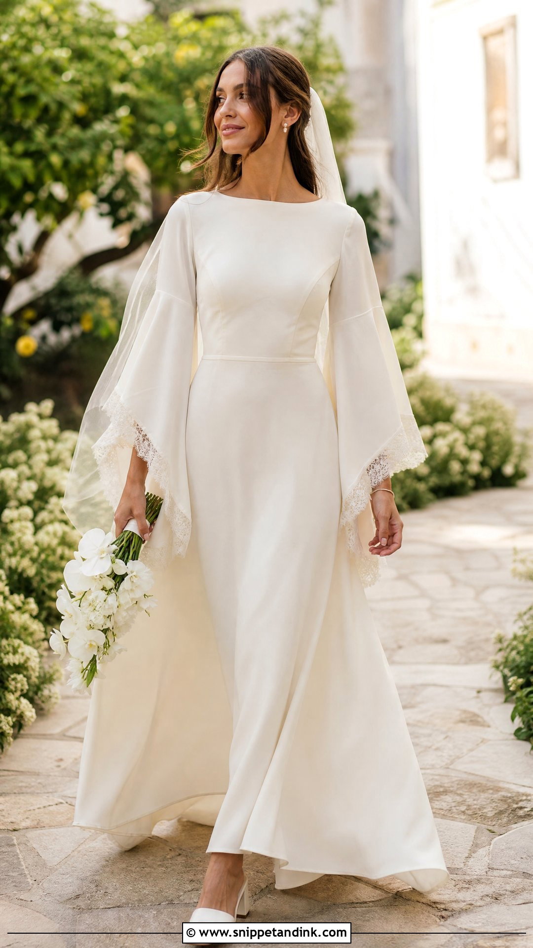 Bell Sleeve Vintage Wedding Dress - Snippet and Ink - 20 Vintage Wedding Dress with Sleeves