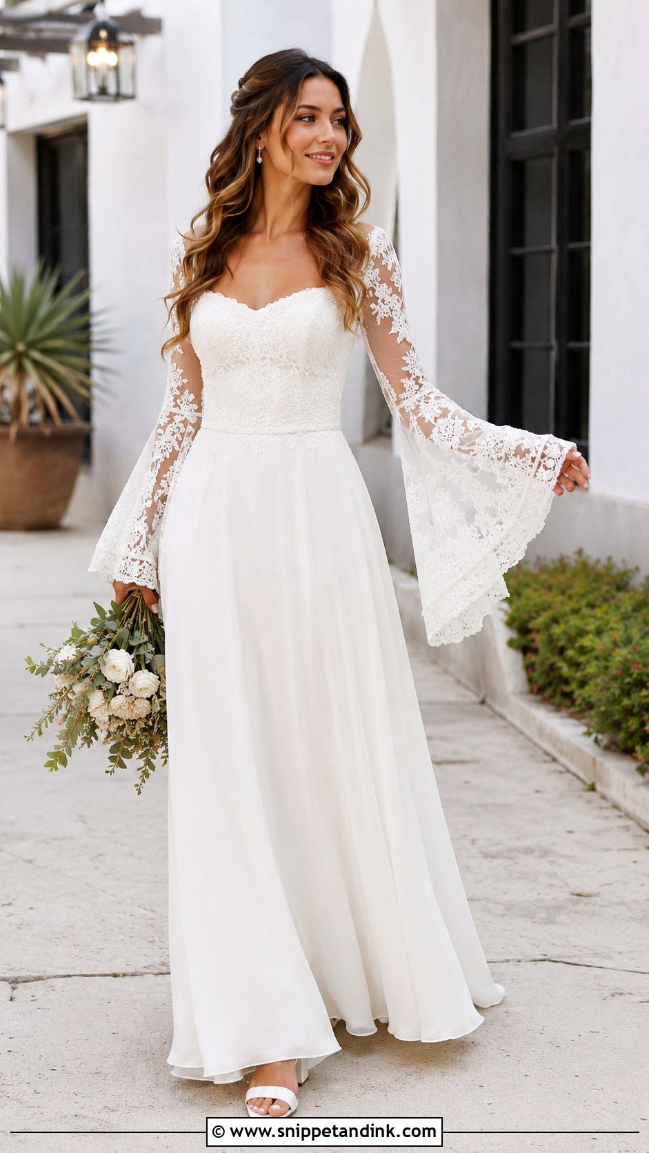 Bell Sleeve Wedding Dress - Snippet and Ink - 25 Sleeved Wedding Dress Ideas