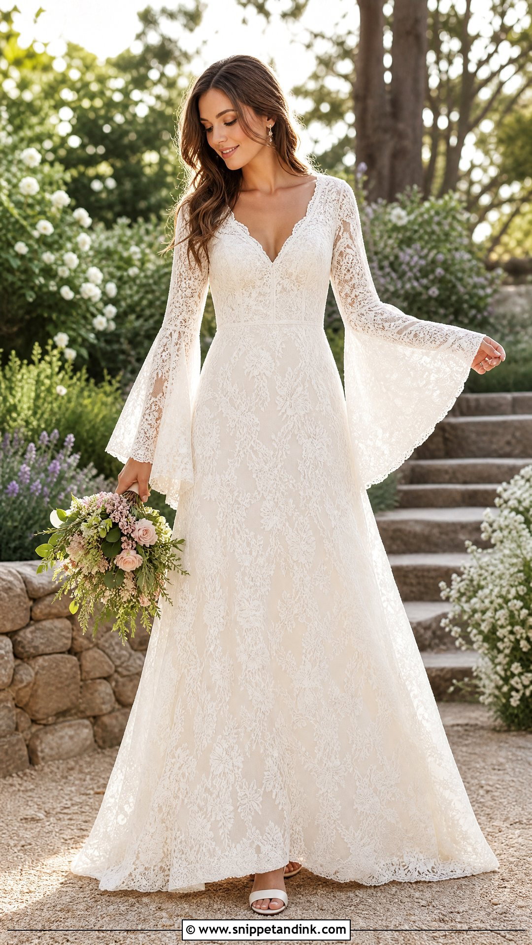 Bell Sleeve Wedding Dress - Snippet and Ink - 25 Romantic Long Sleeve Wedding Dress Ideas