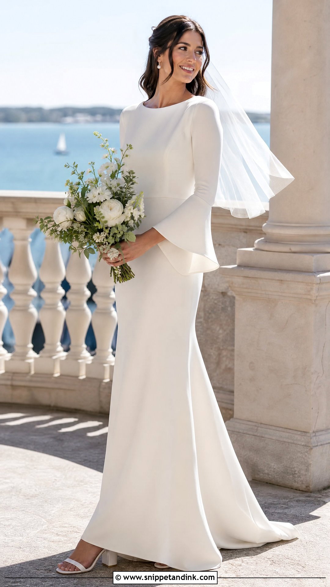 Bell Sleeve Wedding Dress With Clean Lines - Snippet and Ink - 20 Simple Elegant Wedding Dress with Sleeves