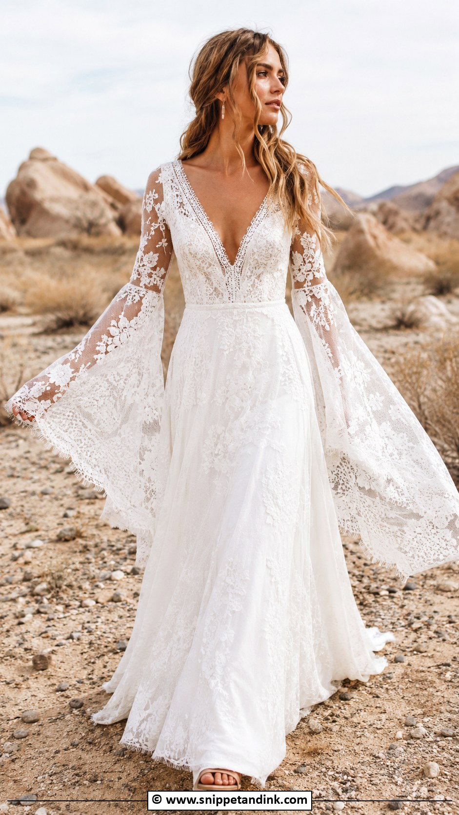 Bell Sleeve Wedding Gown - Snippet and Ink - 30 Wedding Gowns with Sleeves