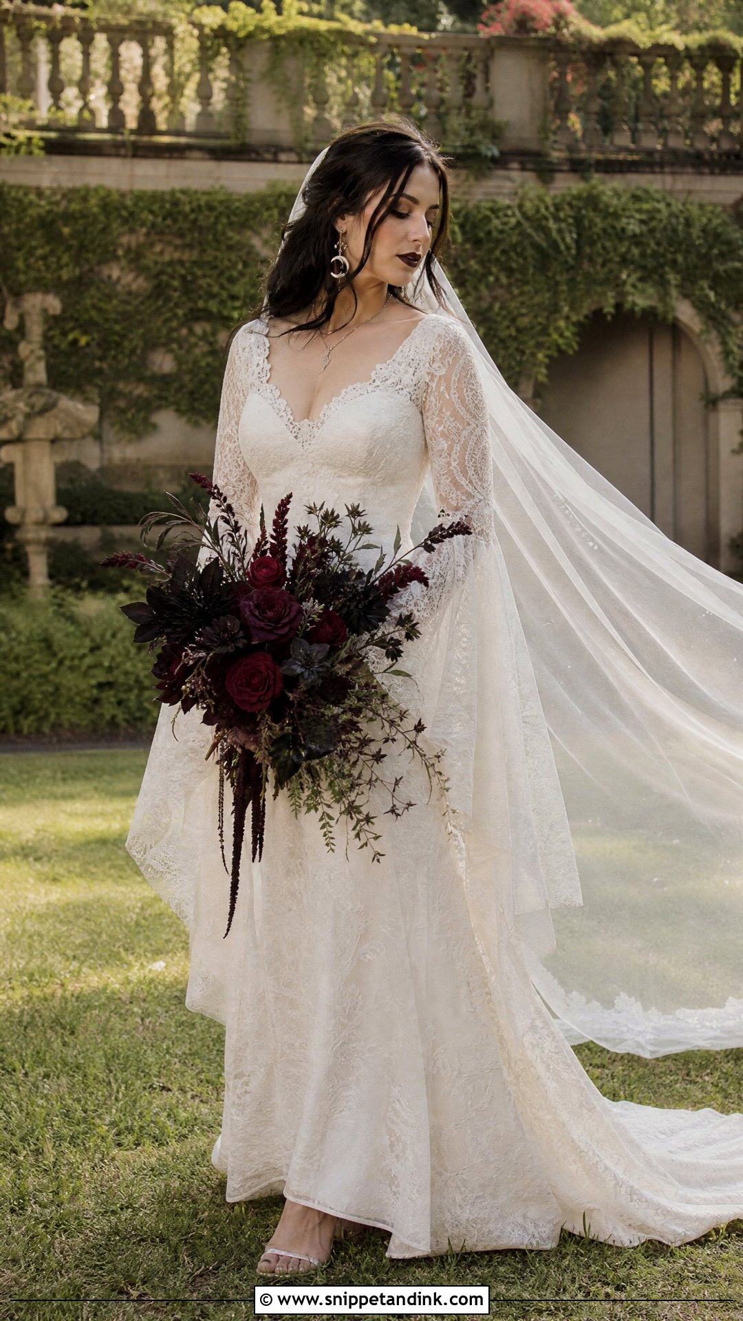 Bell Sleeve Witch Wedding Dress - Snippet and Ink - 25 Witch Wedding Dress Ideas