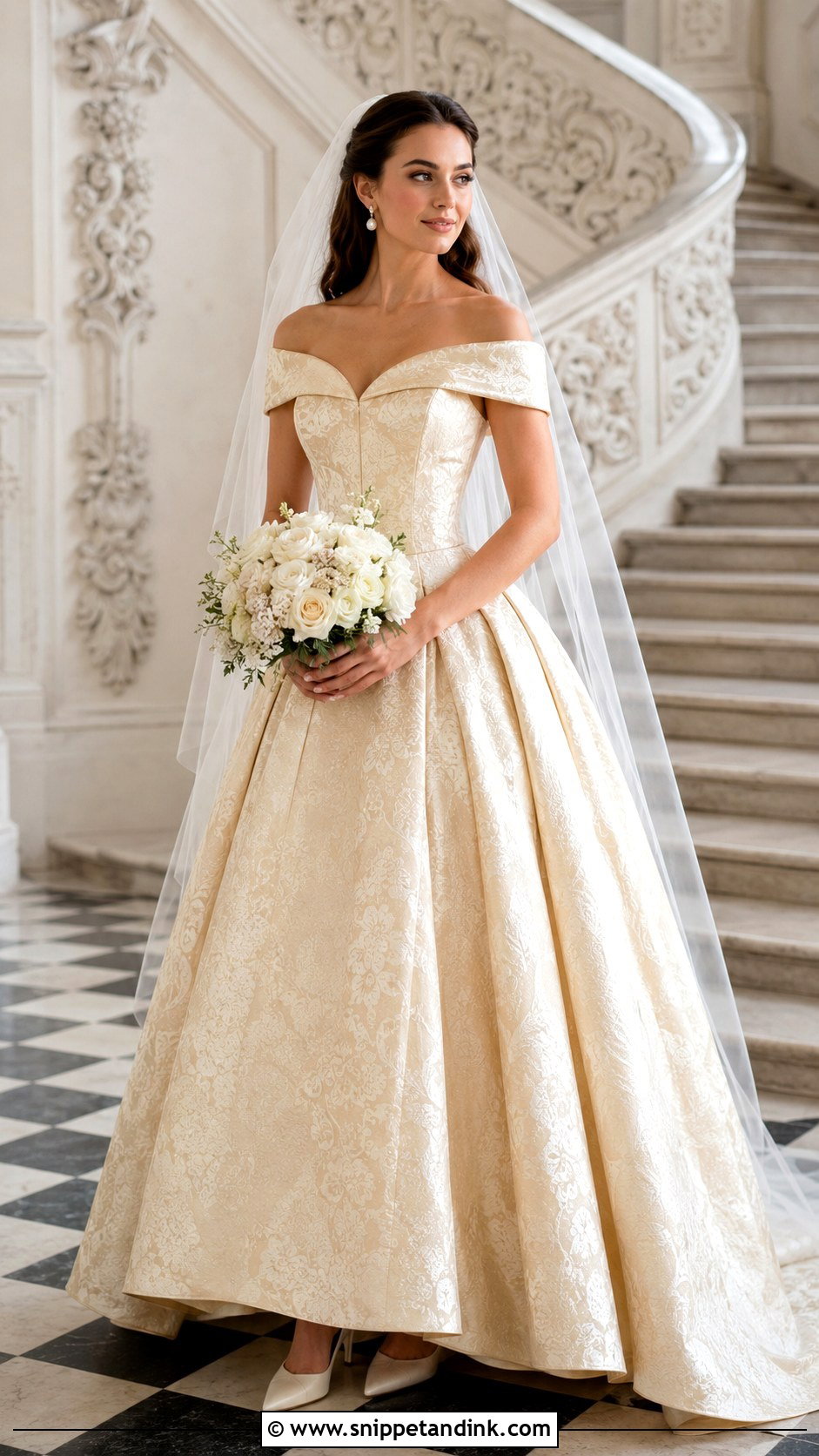 Belle Brocade Wedding Dress - Snippet and Ink - 25 Belle Wedding Dress Ideas