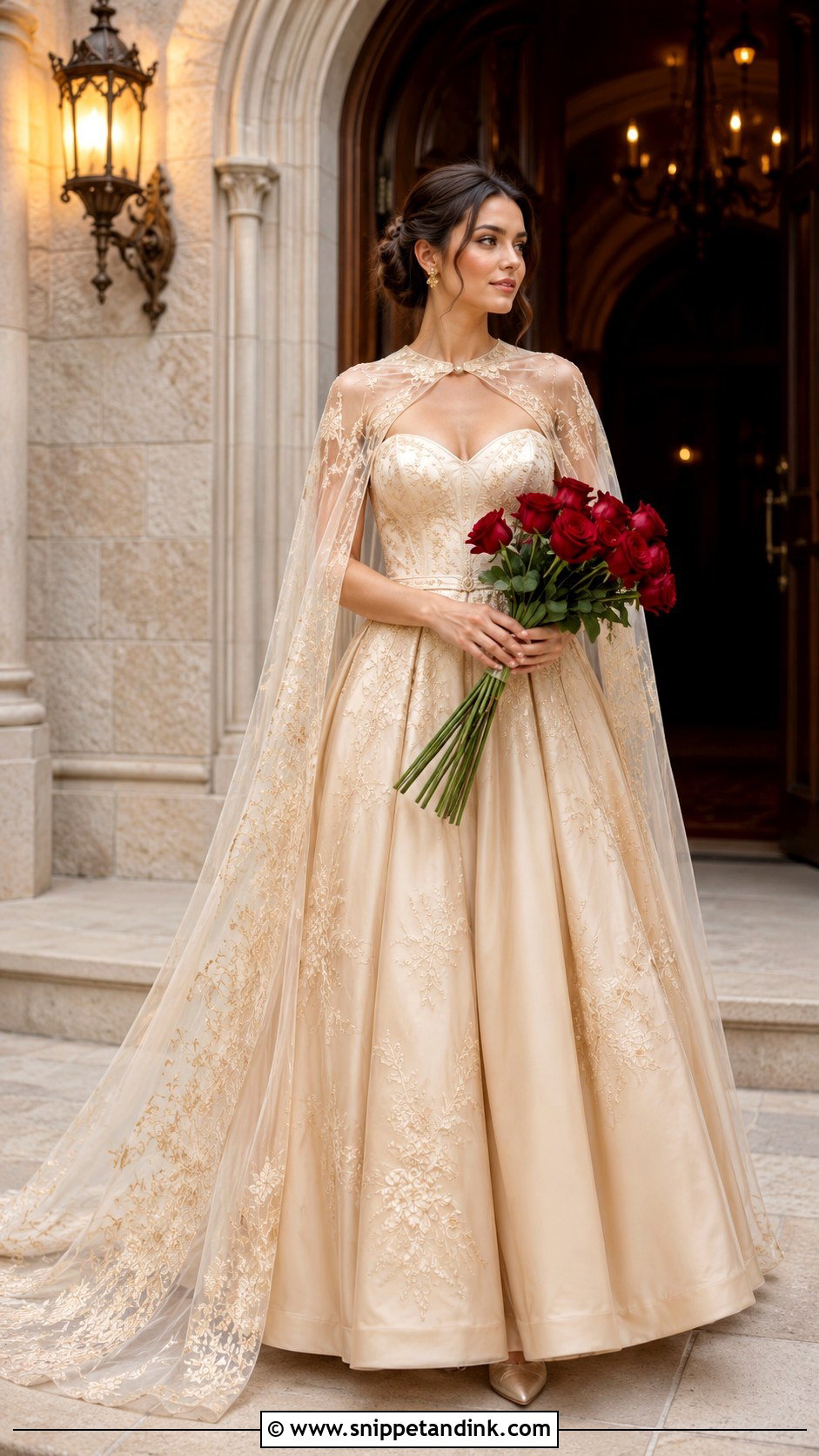 Belle Wedding Dress With Cape - Snippet and Ink - 20 Belle Beauty and the Beast Wedding Dress Ideas