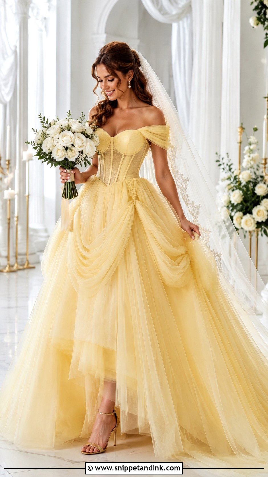 Belle Yellow Wedding Dress - Snippet and Ink - 25 Belle Wedding Dress Ideas