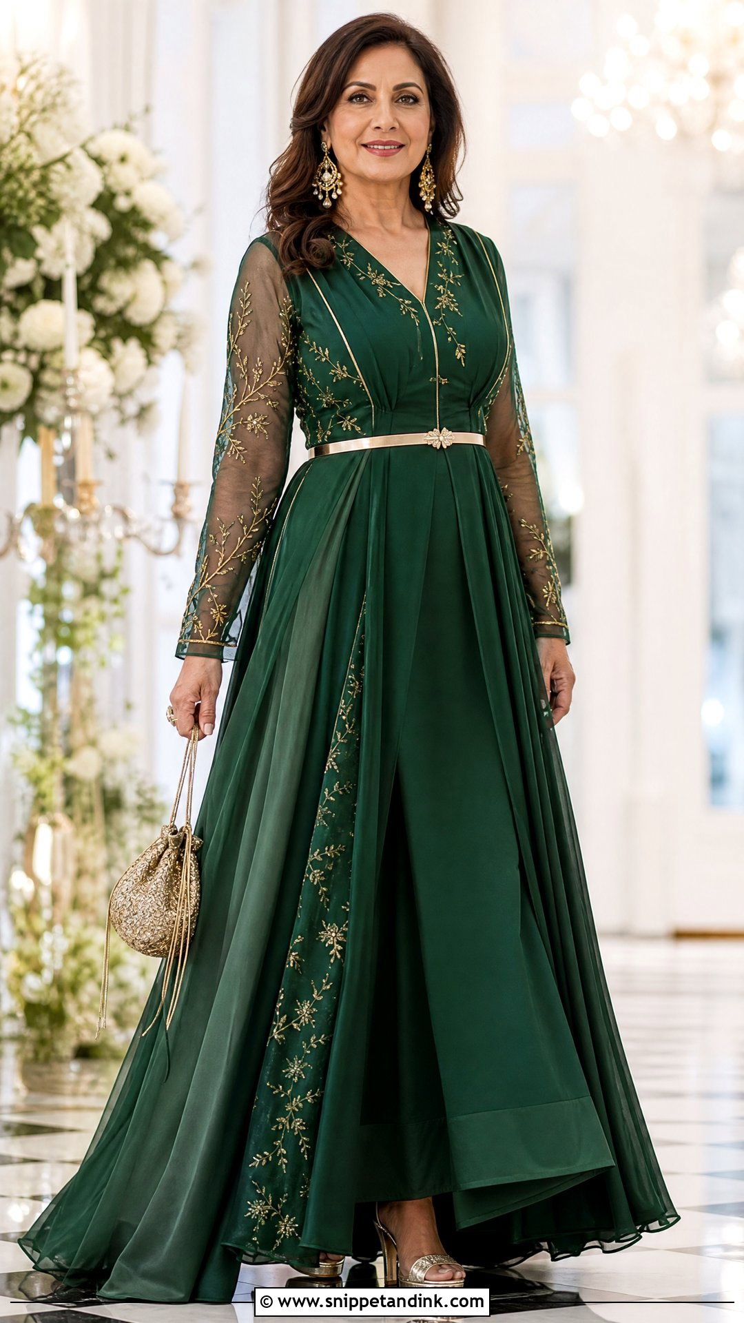 Belted Anarkali Gown Indowestern Wedding Outfit - Snippet and Ink - 25 Indowestern Wedding Outfits