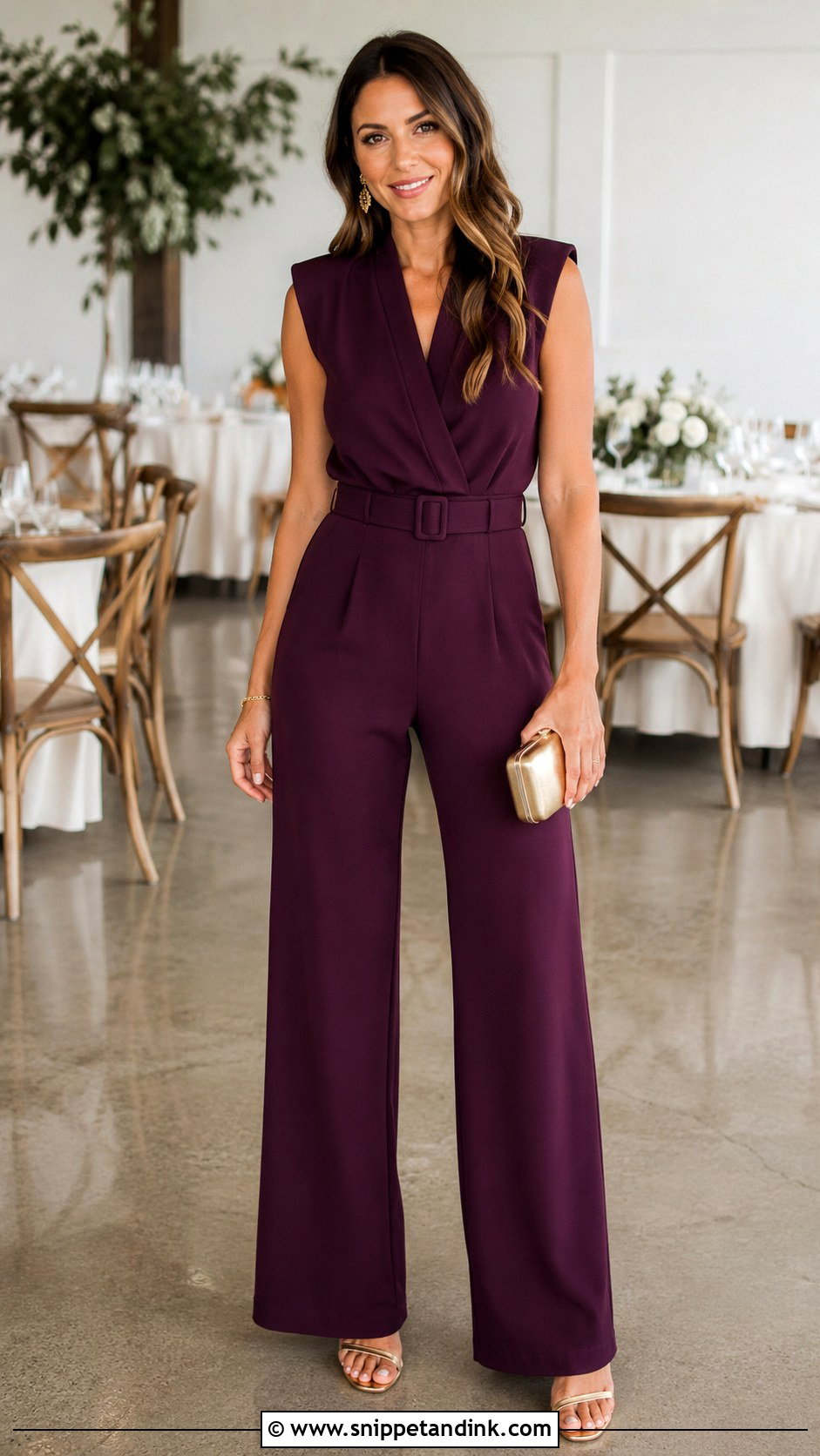 Belted Jumpsuit Wedding Guest Outfit - Snippet and Ink - 25 Jumsute Outfit Wedding Ideas