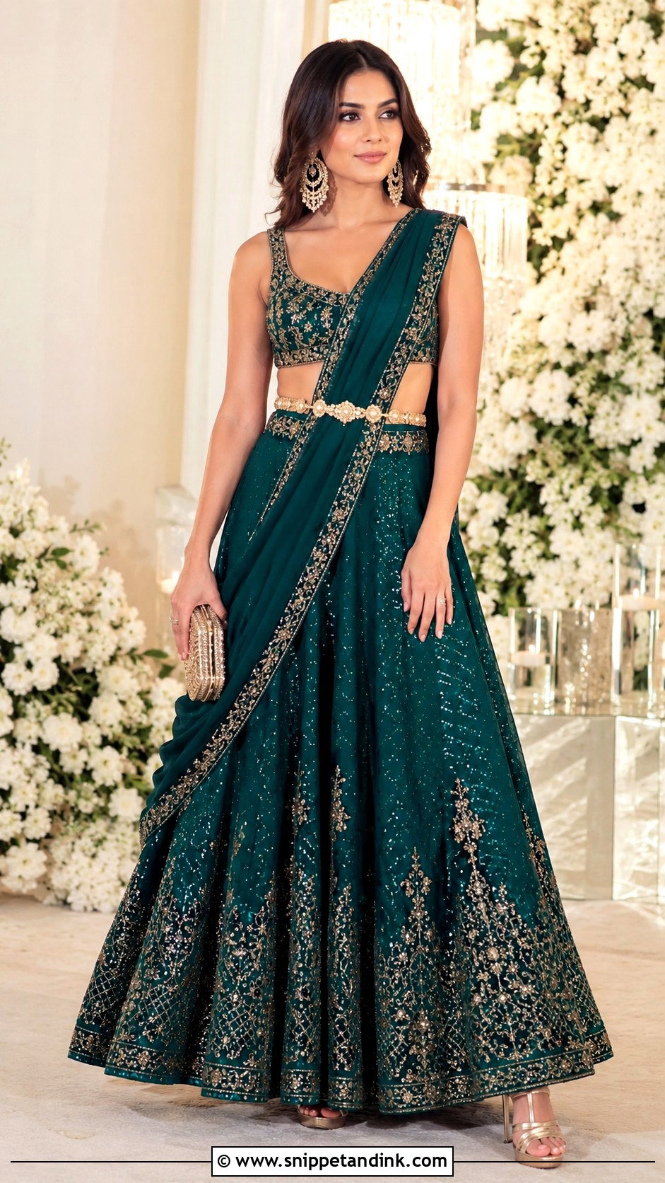 Belted Lengha Dupatta Drape - Snippet and Ink - 20 Lengha Draping Styles