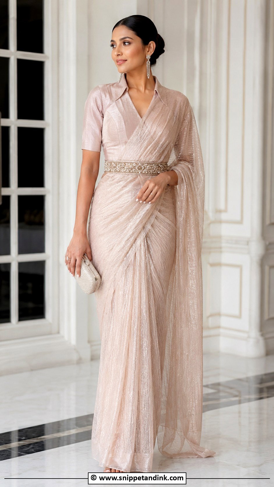 Belted Saree Outfit - Snippet and Ink - 30 Indowestern Wedding Outfits Women
