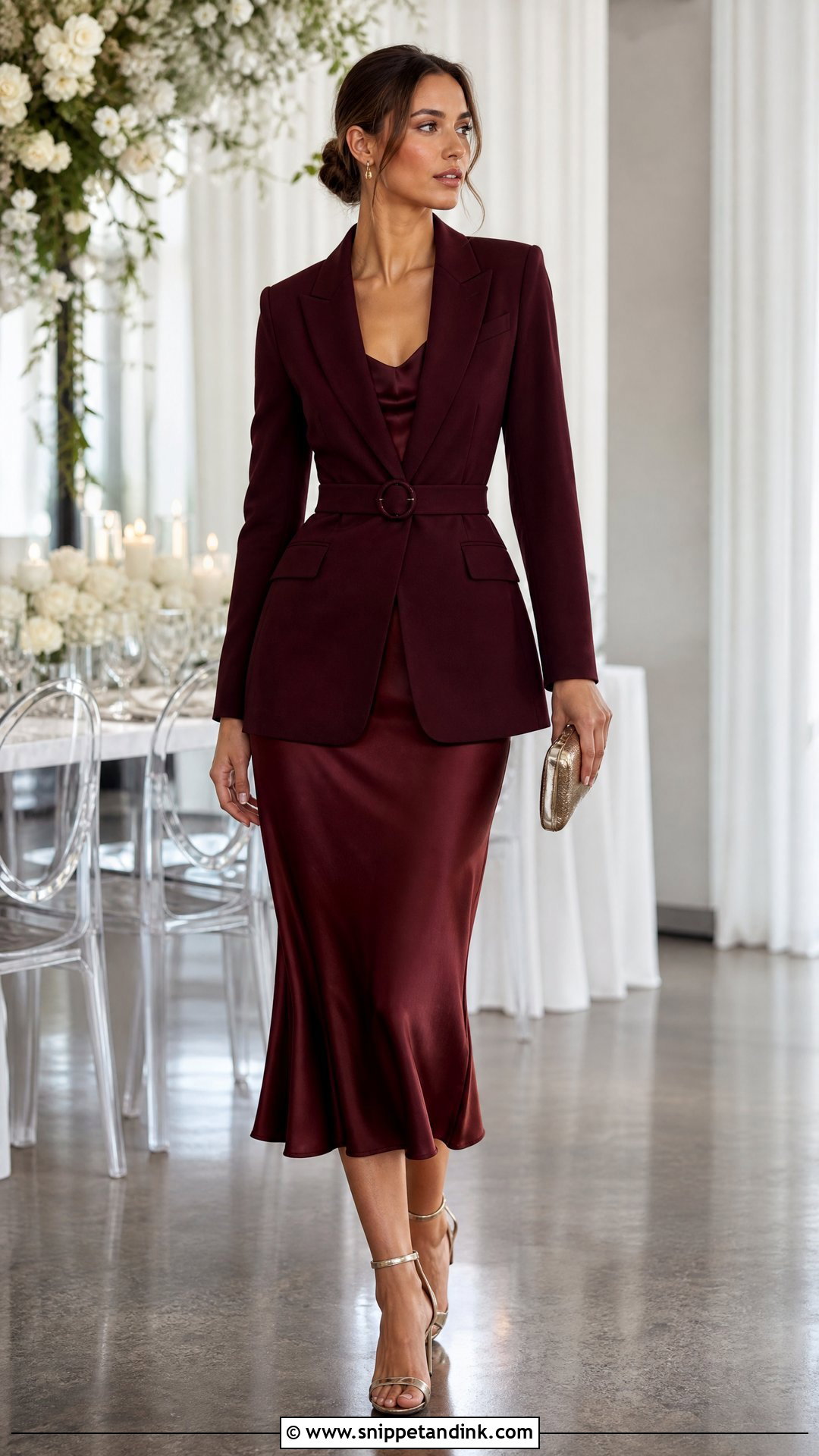 Belted Wedding Blazer With Satin Skirt - Snippet and Ink - 20 Wedding Blazers Ideas