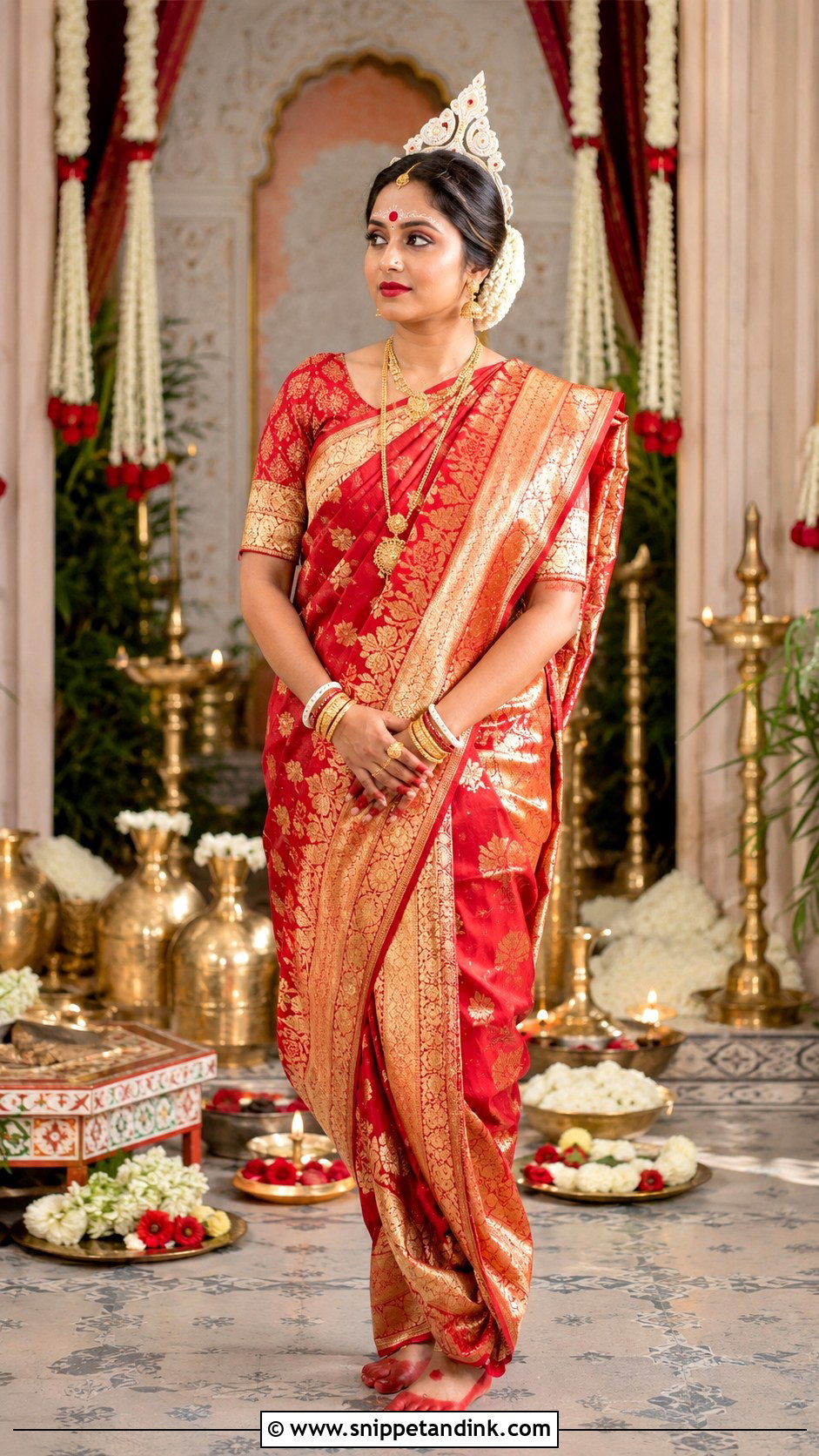 Bengali Bride Look With Heirloom Saree - Snippet and Ink - 30 Bengali Bride Traditional Look Ideas