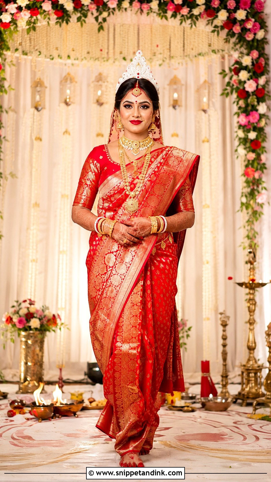 Bengali Bride Look With Kundan Jewelry - Snippet and Ink - 30 Bengali Bride Traditional Look Ideas