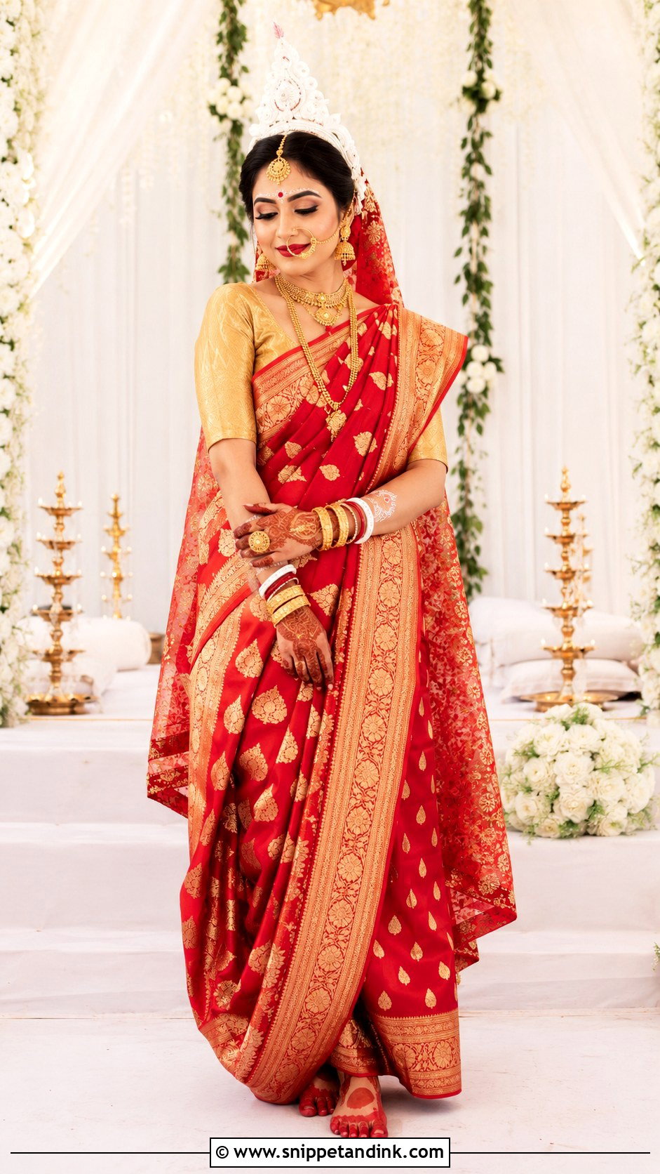 Bengali Bride Look With Nath - Snippet and Ink - 30 Bengali Bride Traditional Look Ideas