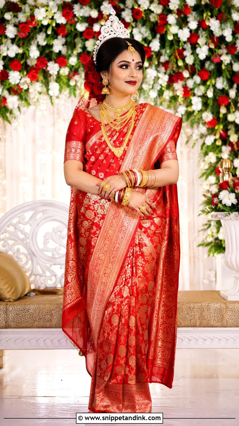 Bengali Bride Look With Red Roses - Snippet and Ink - 30 Bengali Bride Traditional Look Ideas