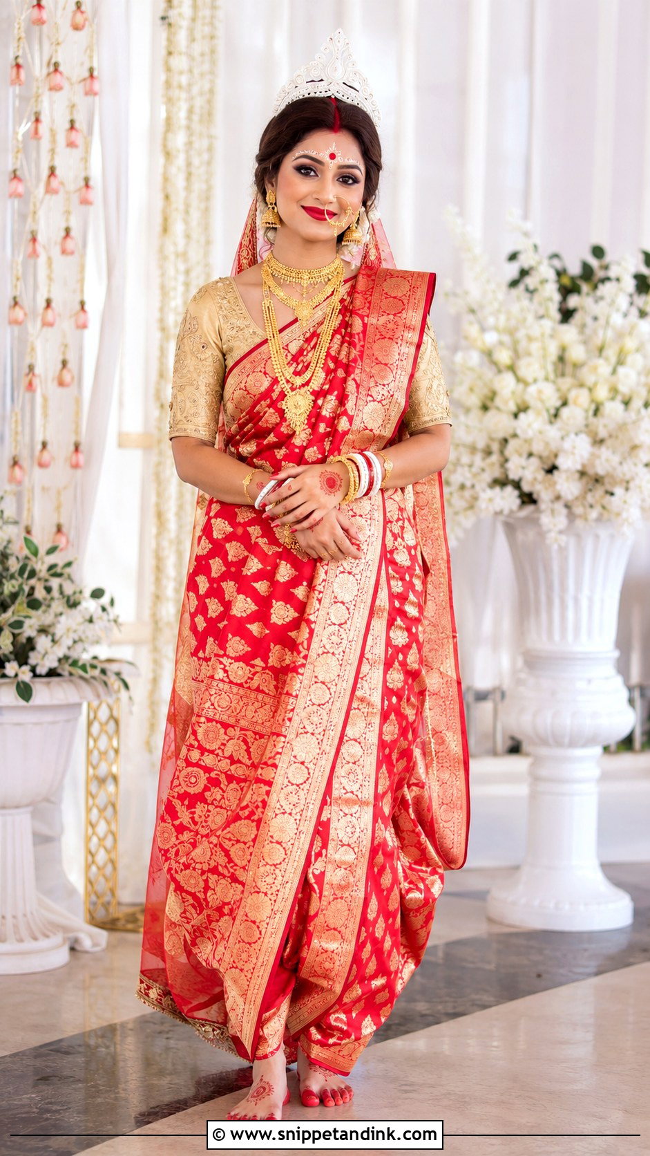 Bengali Bride Look With Shakha Pola - Snippet and Ink - 30 Bengali Bride Traditional Look Ideas