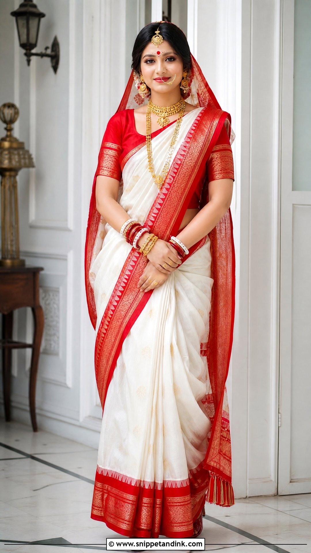 Bengali Red And White Bridal Saree - Snippet and Ink - 20 Indian Bridal Photos Wedding Dresses