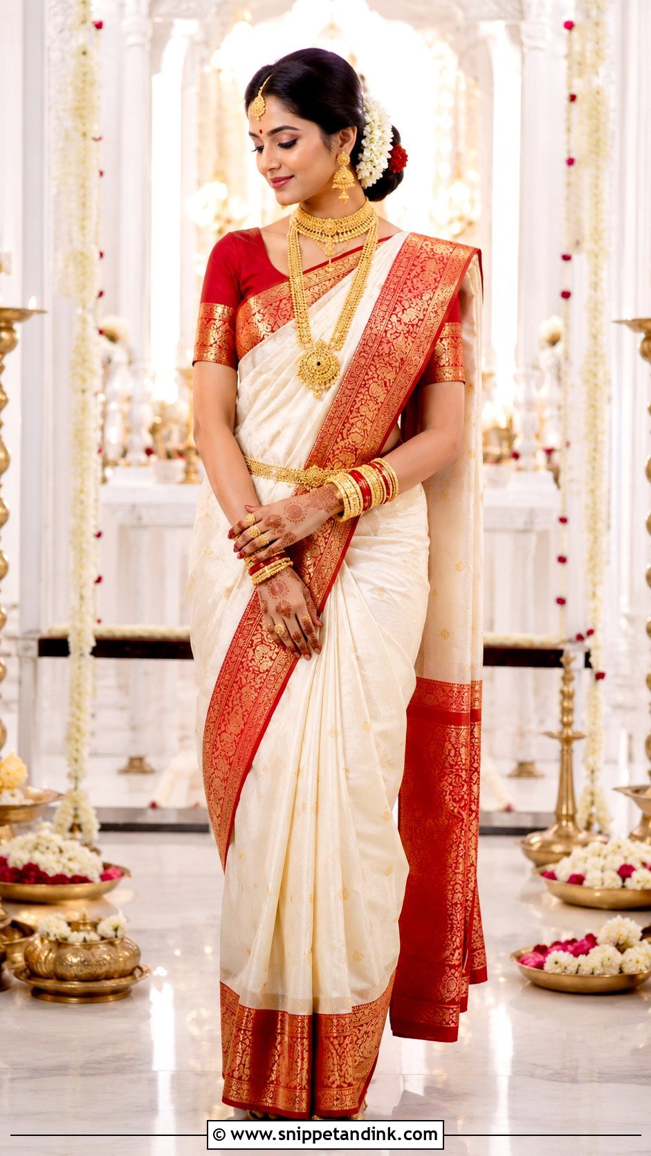 Bengali Red And White Bridal Saree - Snippet and Ink - 20 Desi Bridal Dresses