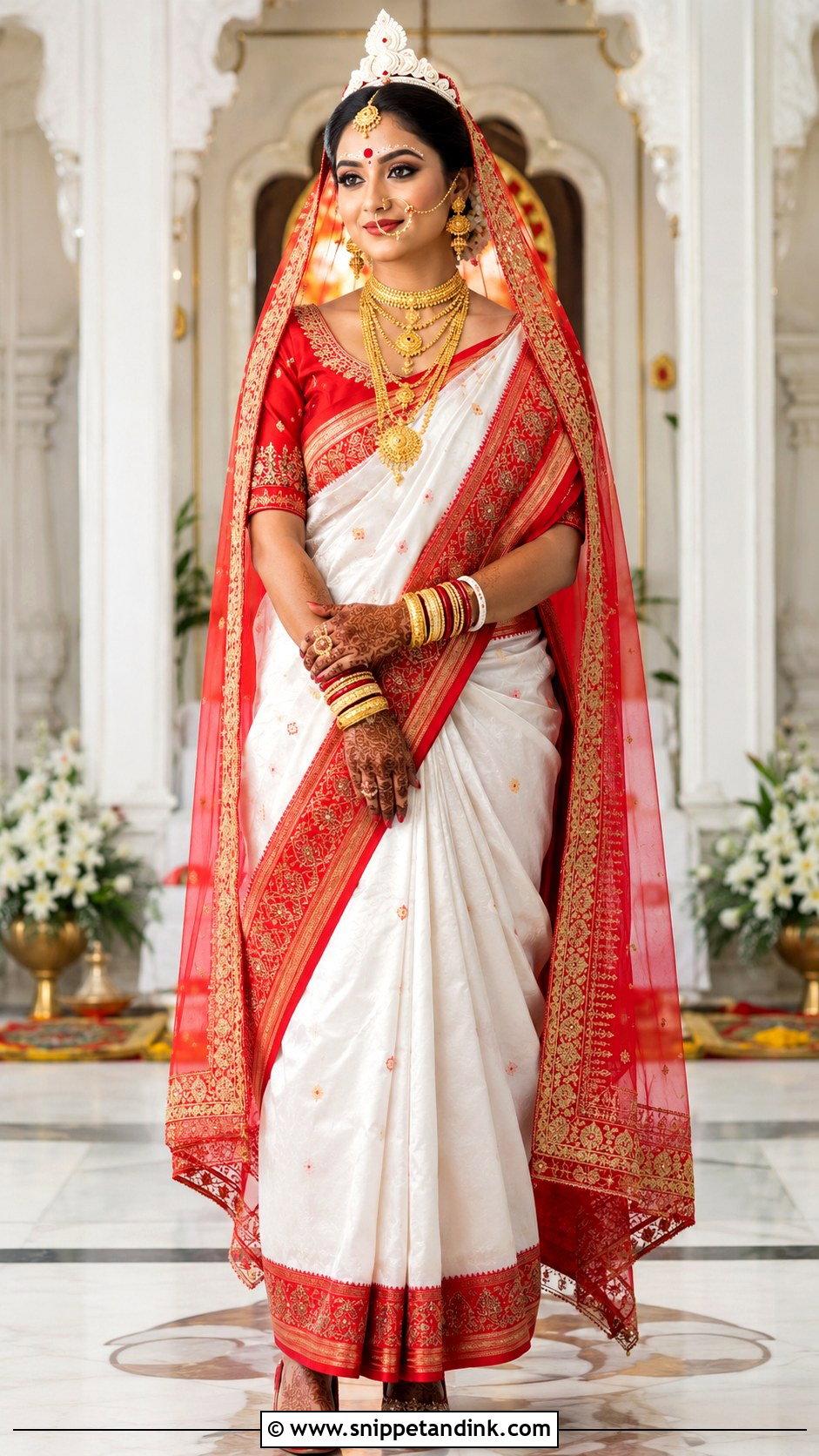 Bengali Red And White Saree Wedding Dress - Snippet and Ink - 20 Best Indian Wedding Dresses