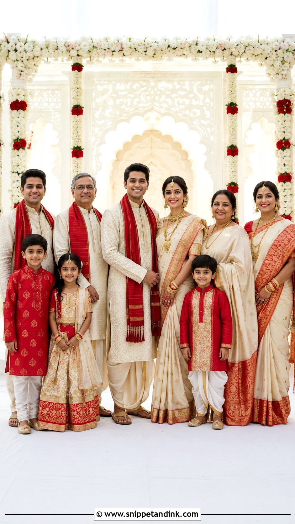 Bengali Wedding Family Outfits - Snippet and Ink - 25 Indian Wedding Family Matching Outfits