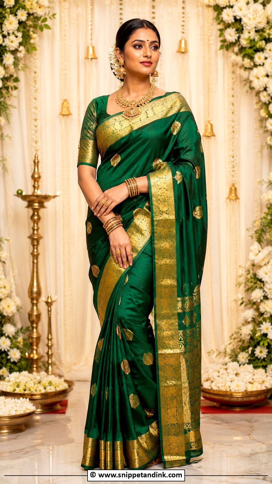 Bengali Wedding Kanjeevaram Saree Look - Snippet and Ink - 30 Bengali Wedding Look Ideas