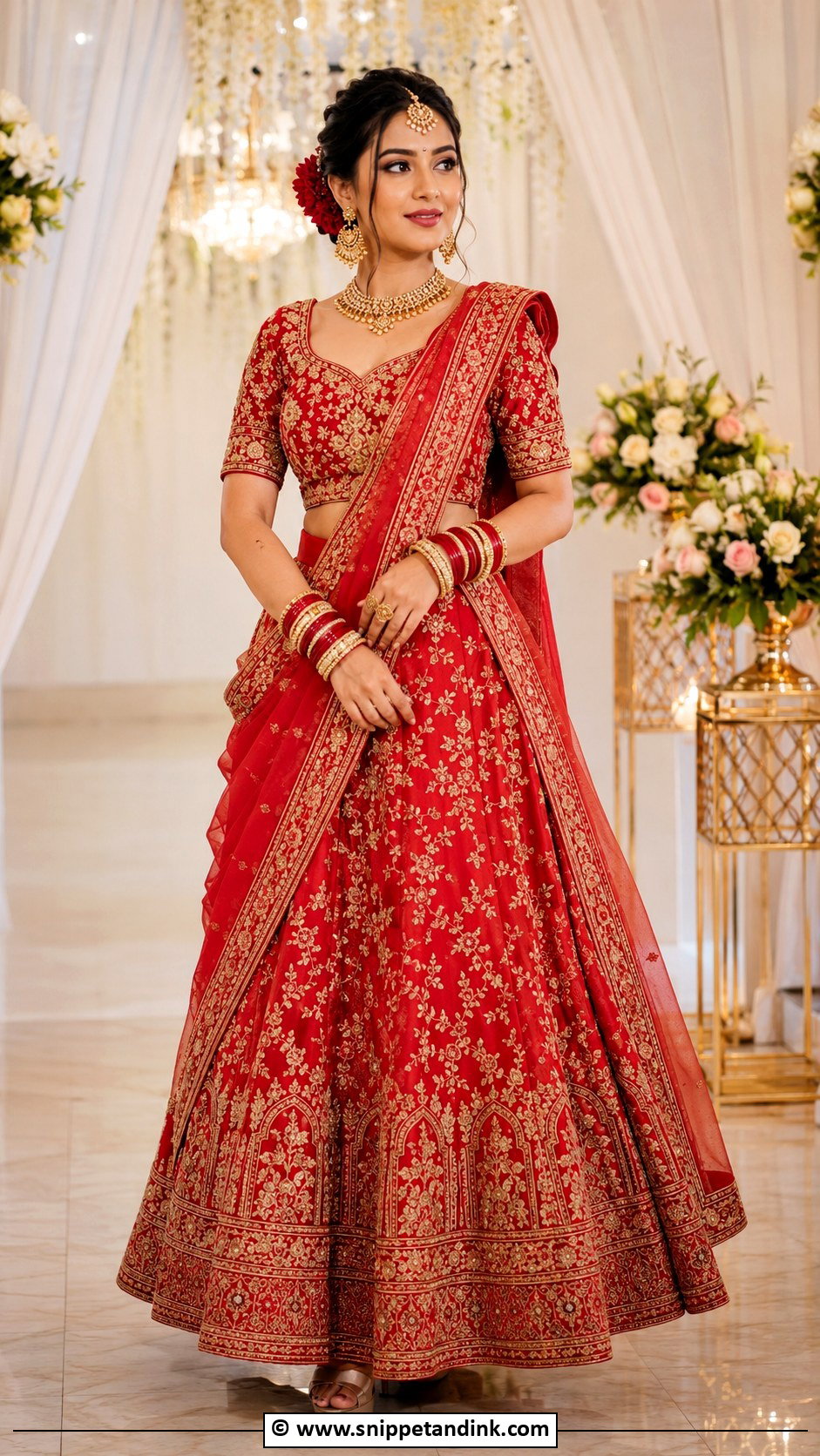 Bengali Wedding Lehenga Saree Look - Snippet and Ink - 30 Bengali Wedding Look Ideas