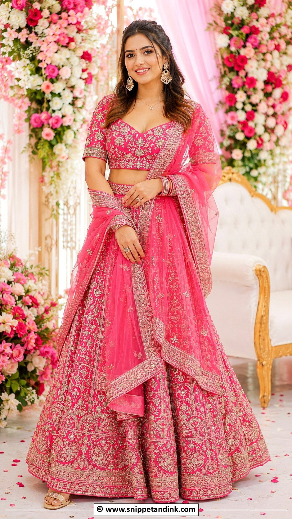 Bengali Wedding Pink Lehenga Look - Snippet and Ink - 30 Bengali Wedding Look Ideas