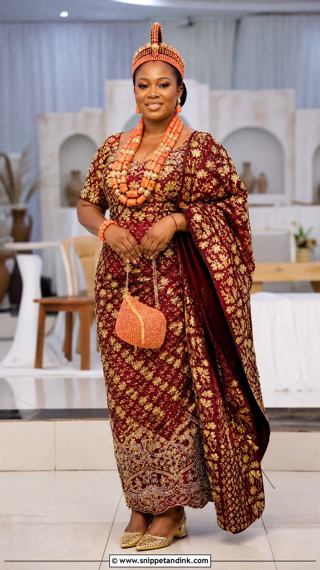 Benin Bride George Wrapper Outfit - Snippet and Ink - 25 Benin Traditional Wedding Attire Ideas